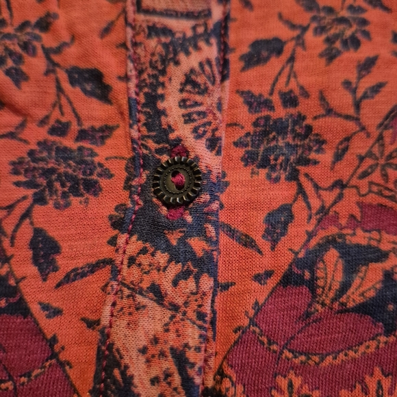 Lucky Brand womrn's 3X sleeveless full button front shirt black orange red - Picture 2 of 5